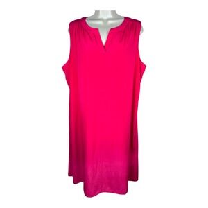 Chicos Womens‎ Sz 3 / XL Dress Pink Shelly Shift V Neck Office Career Summer NEW